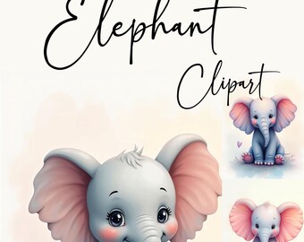 11 Elephant - Watercolor - Clipart - Digital Download - Nursery - Motif - JPEG - Motif