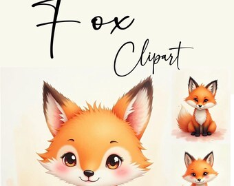 Fox - Watercolor - Clipart - Digital Download - Nursery - Motif - JPEG - Motif