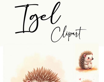 Hedgehog - Watercolor - Clipart - Digital Download - Nursery - Motif - JPEG - Motif