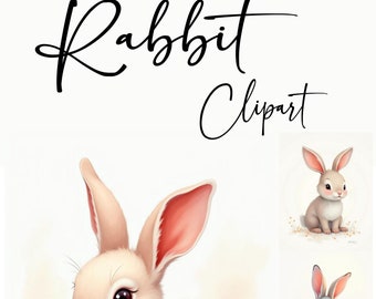 Rabbit - Watercolor - Clipart - Digital Download - Nursery - Motif - JPEG - Motif