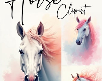 Horse - Watercolor - Clipart - Digital Download - Nursery - Motif - JPEG - Motif