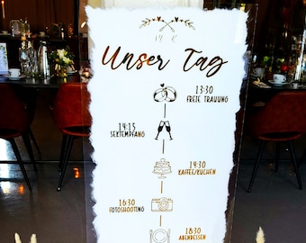 Acrylic glass wedding schedule