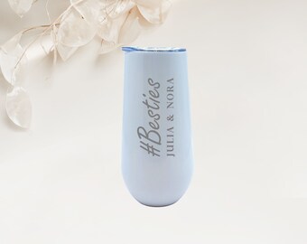 Personalized - Laser Engraved Champagne Sparkling Wine Thermo Mug - Besties - Best Friend