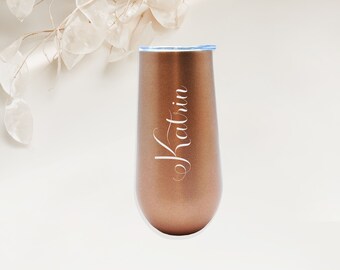 Personalized Laser Engraved Champagne Sparkling Wine Thermo Mug
