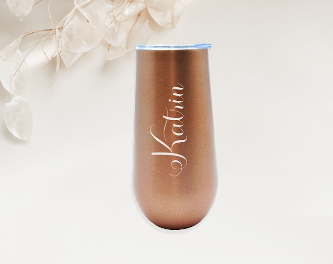 Featured listing image: Personalized Laser Engraved Champagne Sparkling Wine Thermo Mug