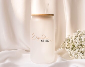 Iced coffee glass | Personalized | Frosted glass | Gift