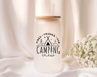 Iced coffee glass | Frosted glass | Gift | Camping crew |