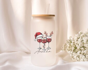 Iced coffee glass | Personalized | Frosted glass | Gift | Winter | Christmas