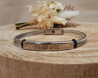 Men's Bracelet - Engraving - Personalized - Stainless Steel - Gift - Fashion Jewelry - Father's Day