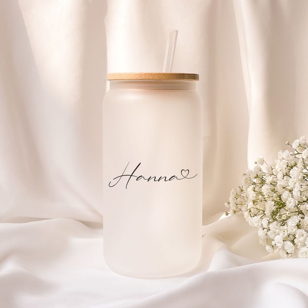 Iced coffee glass | Personalized | Frosted glass | Gift