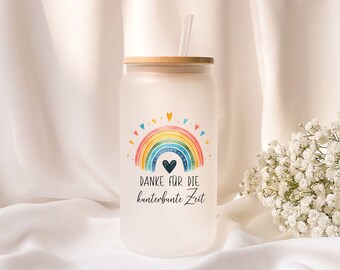 Iced coffee glass | Kindergarten teacher | Thank you for the colorful time | Milk glass | Gift | Personalized