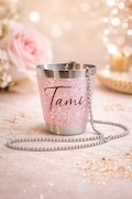 Personalized hen party shot glass with necklace – Team Bride shot glass – hen party glass with name – necklace shot glass – glitter