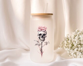 Iced coffee glass | Frosted glass | Gift | Skull |