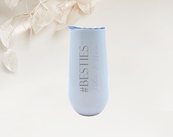 Personalized - Laser Engraved Champagne Sparkling Wine Thermo Mug - Besties - Best Friend