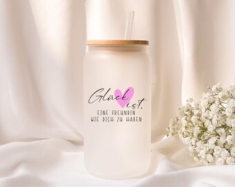 Iced coffee glass | Personalized | Frosted glass | Happiness is...