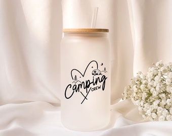 Iced coffee glass | Frosted glass | Gift | Camping crew |
