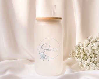 Iced coffee glass | Personalized | Frosted glass | Gift | Winter | Christmas