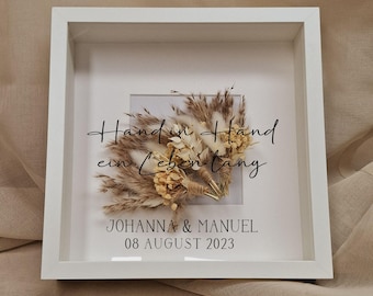 Bridal bouquet frame 3D - picture frame for bridal bouquet - flower frame with saying