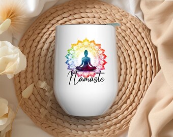 Personalized Thermo Mug - Namaste - 350 ml - Lid - Stainless Steel