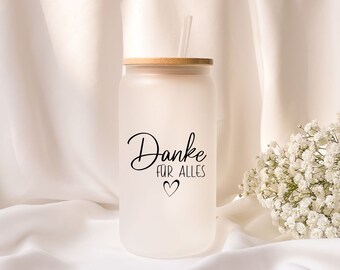 Iced coffee glass | Personalized | Frosted glass | Thank you for everything