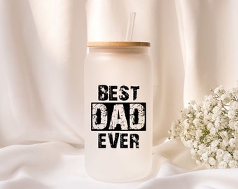 Iced coffee glass | Personalized | Frosted glass | BEST DAD EVER