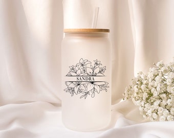 Iced coffee glass | Personalized | Frosted glass | Gift