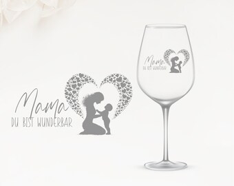 Wine glass - Engraved - Mom you are wonderful