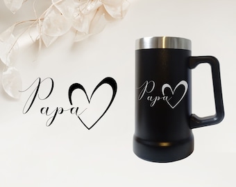 Laser engraved stainless steel beer mug - Dad