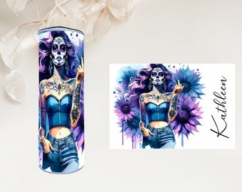 Thermo mug 500 ml stainless steel with lid - Gothic - Skull