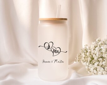 Iced Coffee Glass | For Couples | Frosted Glass | Gift | Personalized