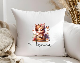 Pillowcase (40.6 x 40.6 cm) - Horse Motif - Personalized - Gift