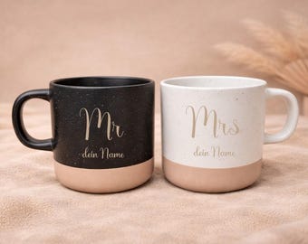 Personalized mug - Mr & Mrs - Wedding - With names - Engraving - Gift