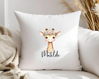 Pillowcase (40.6 x 40.6 cm) - Giraffe Motif - Personalized - Gift