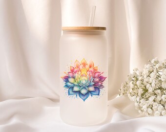 Iced coffee glass | Frosted glass | Gift | Yoga |
