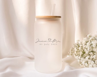 Iced Coffee Glass | For Couples | Frosted Glass | Gift | Personalized