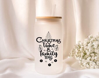 Iced coffee glass | Personalized | Frosted glass | Gift | Winter | Christmas