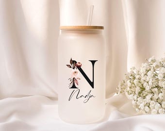 Iced coffee glass | Personalized | Frosted glass | Gift