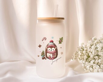 Iced coffee glass | Personalized | Frosted glass | Gift | Winter | Christmas