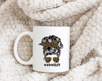 Mug - #momlife - Leopard print - Personalized - Gift -