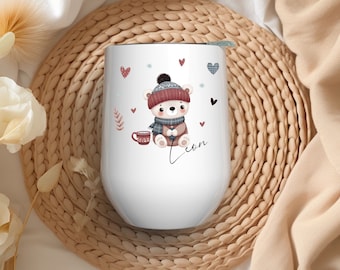 Thermo mug personalized with a cute bear motif