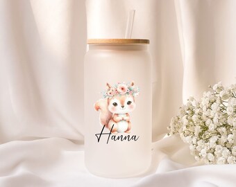 Iced coffee glass | Personalized | Frosted glass