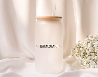 Iced coffee glass | Personalized | Frosted glass | Gift