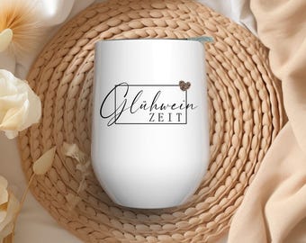 Thermos mug - Mulled wine time - Leopard print - Gift - To Go - Personalized