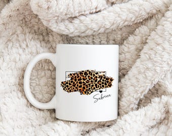 Mug - Heart - Leopard Print - Personalized - Gift -