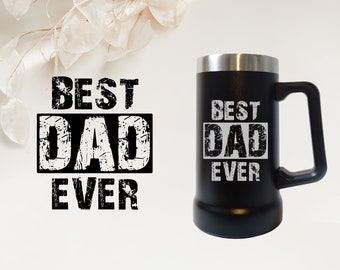 Lasergravierter Edelstahl Bierkrug - Best Dad ever