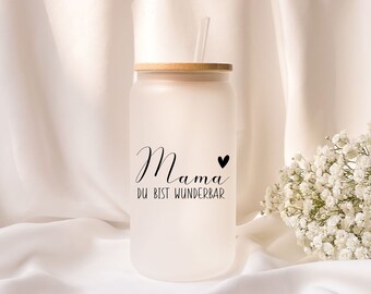 Iced coffee glass | Personalized | Frosted glass | Mom, you are wonderful