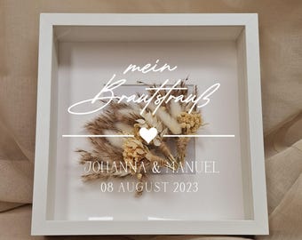 Bridal bouquet frame 3D - picture frame for bridal bouquet - flower frame with saying