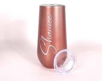 Personalized champagne thermo mug laser engraved on request