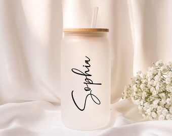 Iced coffee glass | Milk glass | Gift | Personalized - ToGo - Holiday - Summer - Cocktail