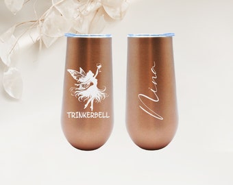 Personalized - Laser Engraved Champagne Thermo Mug - Trinkerbell